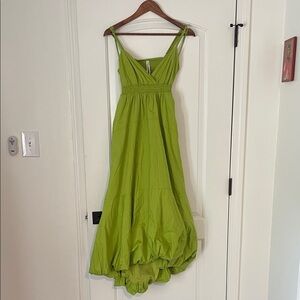 Anthropologie Bright Green High Low Dress